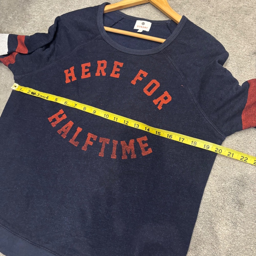 Sundry Here For Halftime Graphic Sweatshirt Navy Blue Size 3 Medium - Picture 6 of 7